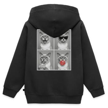 Katzen Europäische Burma Katze - Kinder Premium Organic Zip Hoodie - Schwarz - Hinten - AI Model Kid Male (0cm)