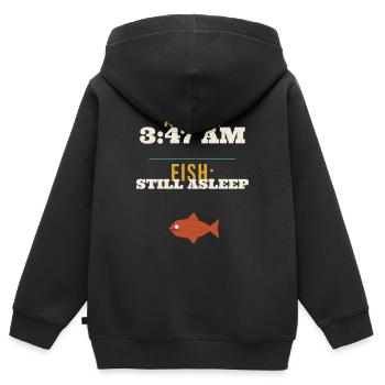 Fishing Alarm 3:47 AM Fish Still Asleep Funny Earl - Kinder Premium Organic Zip Hoodie - Schwarz - Hinten - AI Model Kid Male (0cm)