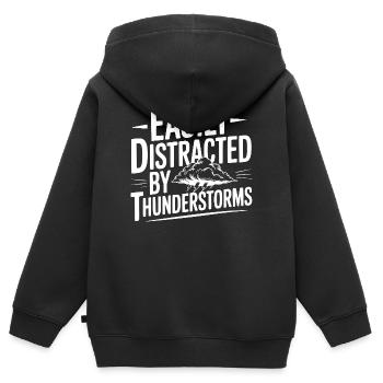 Leicht von Gewittern abgelenkt - Kinder Premium Organic Zip Hoodie - Schwarz - Hinten - AI Model Kid Male (0cm)