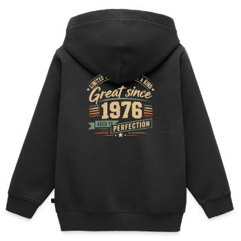 1976 Vintage Vintage Retro Geburtstag - Kinder Premium Organic Zip Hoodie - Schwarz - Hinten - AI Model Kid Male (0cm)