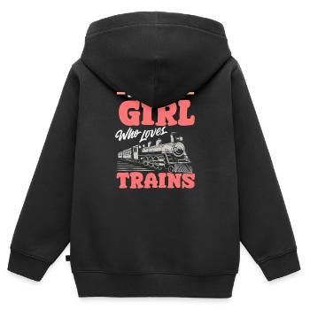 Nur Ein Mädchen Das Züge Liebt Süße Lokomotive - Kinder Premium Organic Zip Hoodie - Schwarz - Hinten - AI Model Kid Male (0cm)