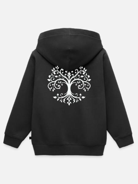 Baum des Lebens Ornament - Kinder Premium Organic Zip Hoodie - Schwarz