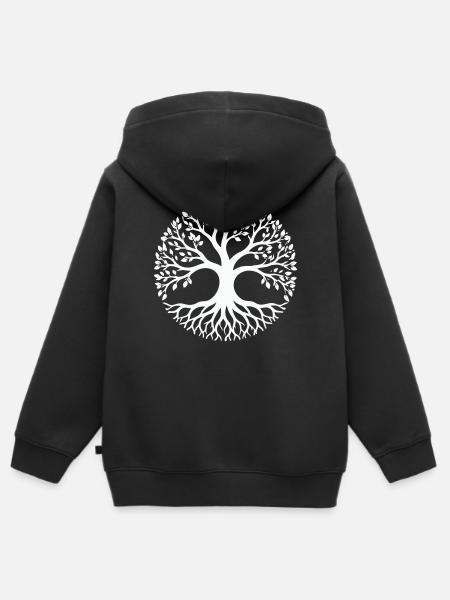 Baum des Lebens Silhouette Kreis - Kinder Premium Organic Zip Hoodie - Schwarz
