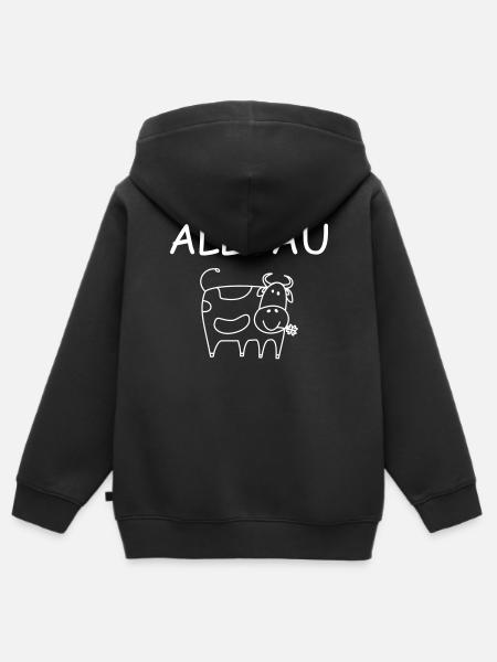 Allgäu Kuh - Kinder Premium Organic Zip Hoodie - Schwarz