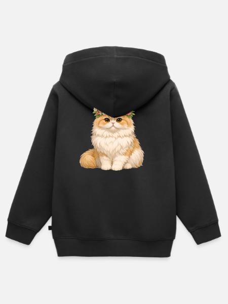 Perserkatze - Kinder Premium Organic Zip Hoodie - Schwarz