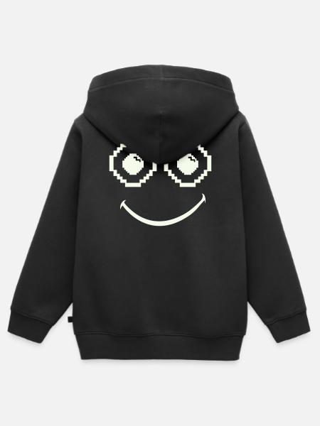 Pixelbrillen Lächeln - Kinder Premium Organic Zip Hoodie - Schwarz
