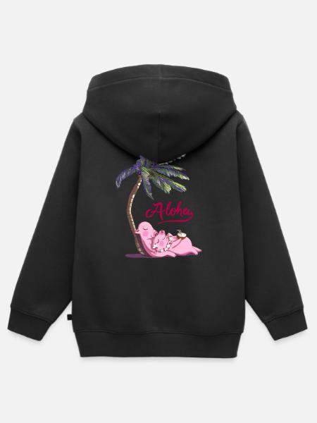 aloha Schweinchenpaar - Kinder Premium Organic Zip Hoodie - Schwarz
