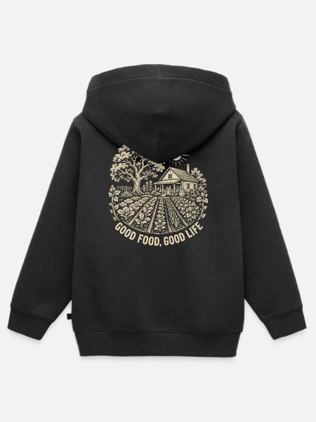 Gutes Essen, gutes Leben - Kinder Premium Organic Zip Hoodie - Schwarz