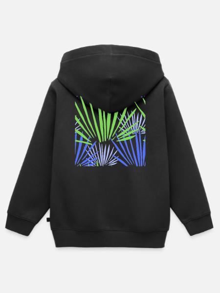 Tropisches Palmen Kontrast Muster - Kinder Premium Organic Zip Hoodie - Schwarz