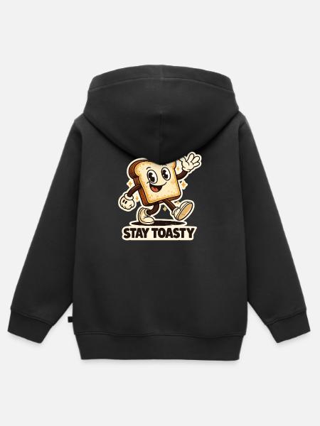 Stay Toasty Toast Mascot - Kinder Premium Organic Zip Hoodie - Schwarz
