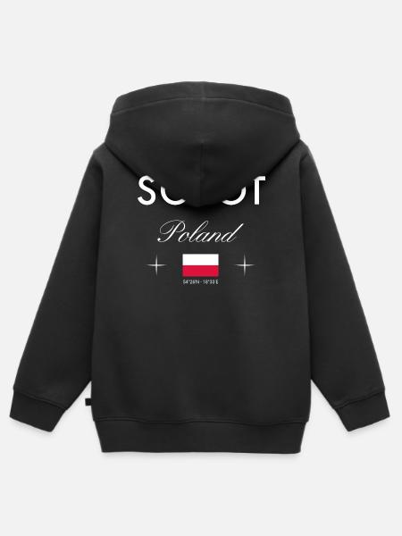 Sopot Polen Koordinaten Reise Souvenir - Kinder Premium Organic Zip Hoodie - Schwarz
