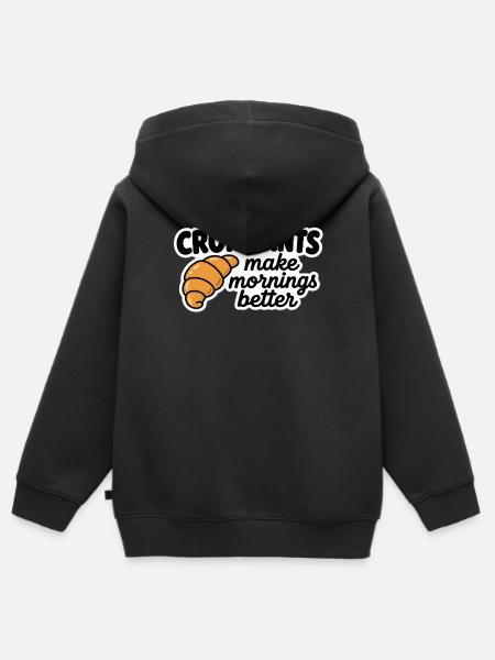 Croissants Machen Morgen Besser - Kinder Premium Organic Zip Hoodie - Schwarz