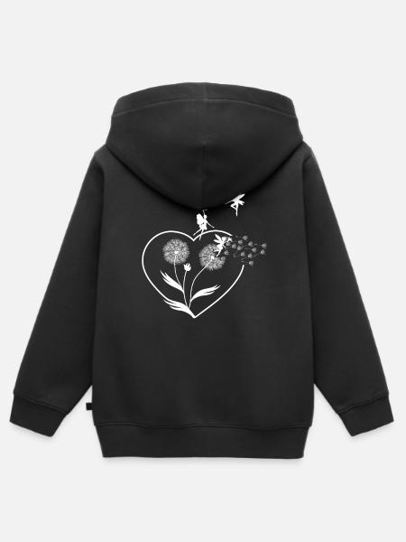 Schmetterlingdesign Pusteblumen Wiese Herzen Feen - Kinder Premium Organic Zip Hoodie - Schwarz