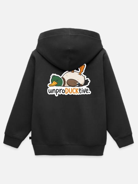 UnproDUCKtive Duck Illustration - Kinder Premium Organic Zip Hoodie - Schwarz
