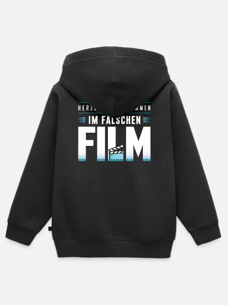 Im Falschen Film – Willkommen - Kinder Premium Organic Zip Hoodie - Schwarz