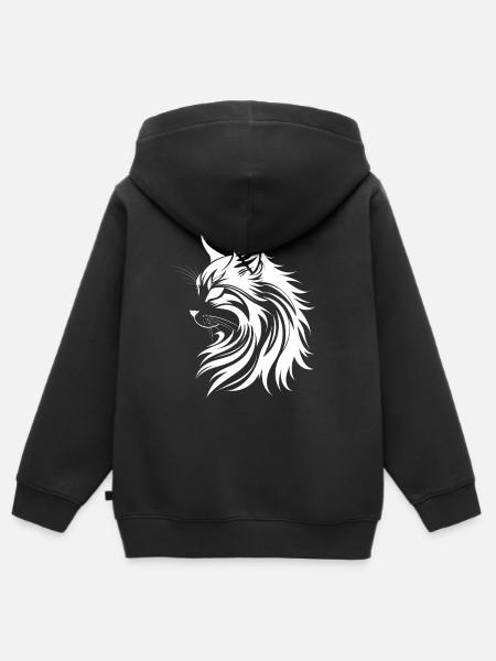 Katze - Kinder Premium Organic Zip Hoodie - Schwarz