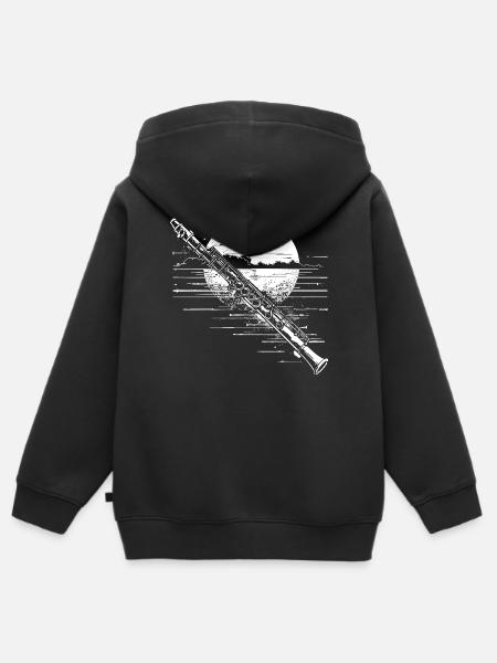 Flöte Zeichnung - Kinder Premium Organic Zip Hoodie - Schwarz