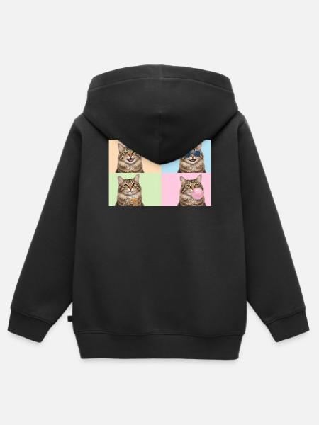 Katzen Graue Tabby Katze - Kinder Premium Organic Zip Hoodie - Schwarz