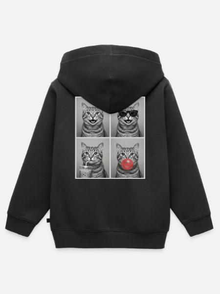 Katzen Graue Tabby Katze - Kinder Premium Organic Zip Hoodie - Schwarz