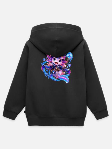 Zauber-Axolotl – Magisches Fantasy Axolotl - Kinder Premium Organic Zip Hoodie - Schwarz