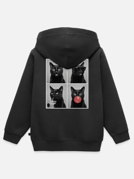 Katzen schwarze Katze - Kinder Premium Organic Zip Hoodie - Schwarz