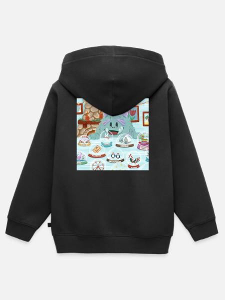 Flauschiges Wintermonster mit Schneekugel-Sammlung - Kinder Premium Organic Zip Hoodie - Schwarz