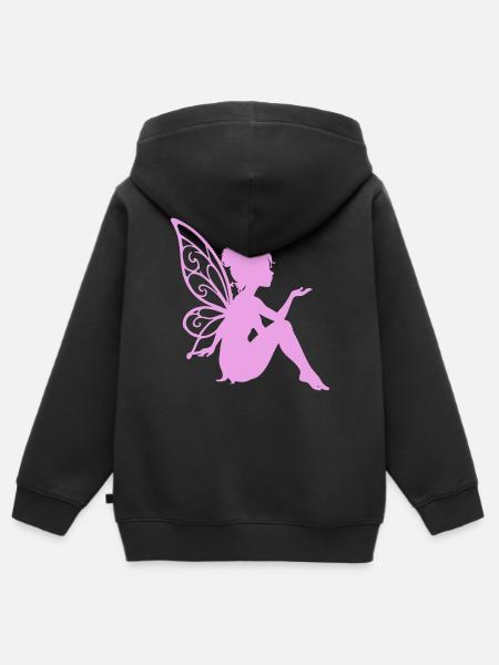 Zarte Feenheldin mit Flügeln - Kinder Premium Organic Zip Hoodie - Schwarz