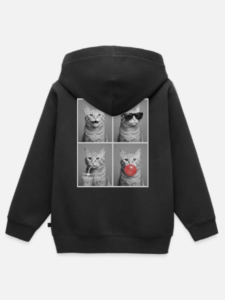 Katzen orange Tabby Katze - Kinder Premium Organic Zip Hoodie - Schwarz
