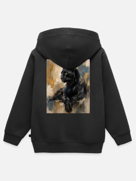 Sitzende Panther - Kinder Premium Organic Zip Hoodie - Schwarz