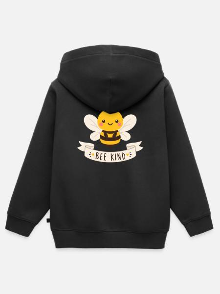 Bee Kind Bienchen Illustration - Kinder Premium Organic Zip Hoodie - Schwarz