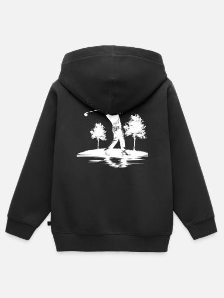 Golfspieler Zeichnung - Kinder Premium Organic Zip Hoodie - Schwarz