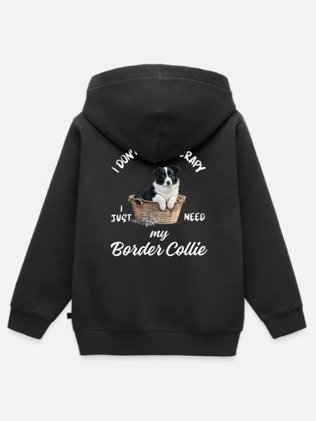 Border Collie Wicker-Korb - Kinder Premium Organic Zip Hoodie - Schwarz