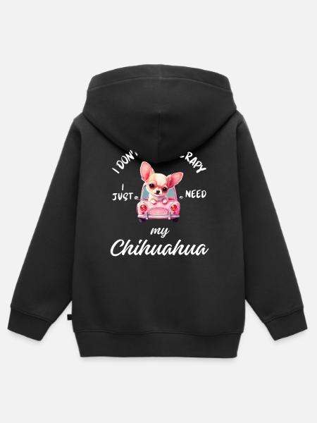 Chihuahua-Pink-Auto - Kinder Premium Organic Zip Hoodie - Schwarz