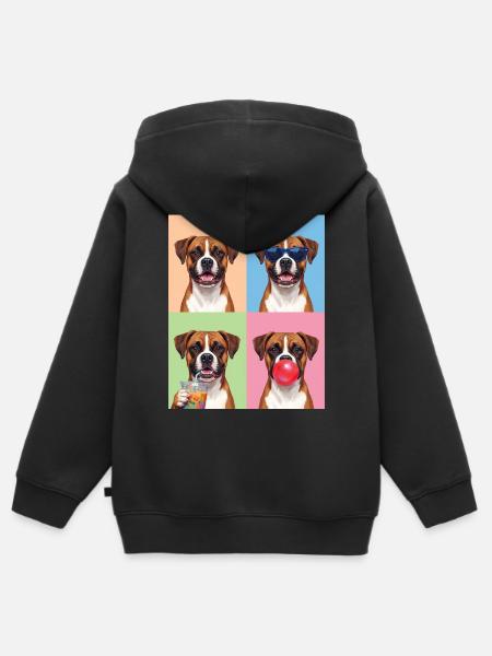 Hunde Boxer Hund - Kinder Premium Organic Zip Hoodie - Schwarz
