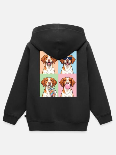 Hunde Brittany Hund - Kinder Premium Organic Zip Hoodie - Schwarz