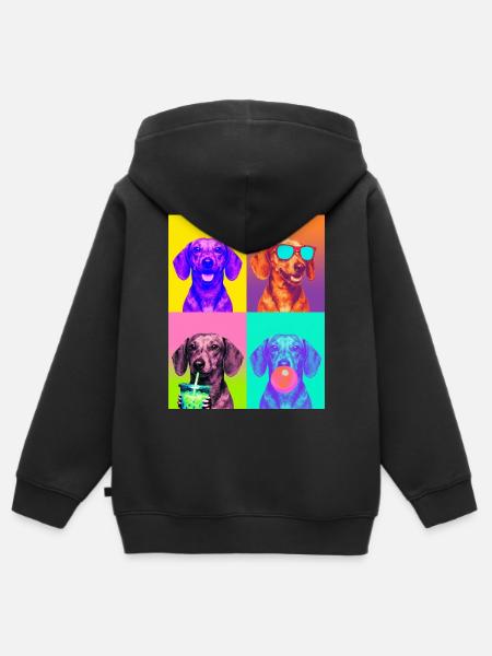 Hunde Dackel Hund - Kinder Premium Organic Zip Hoodie - Schwarz
