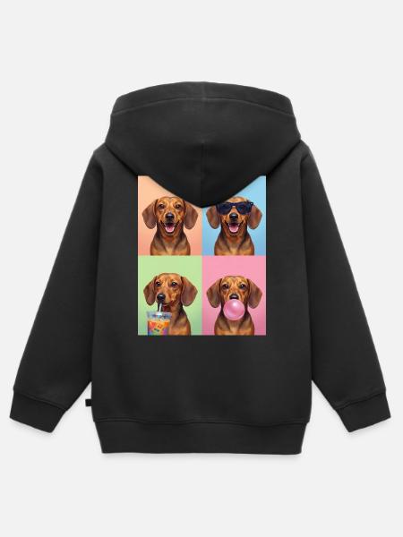 Hunde Dackel Hund - Kinder Premium Organic Zip Hoodie - Schwarz
