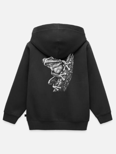 Kleiner Frosch am Ast - Kinder Premium Organic Zip Hoodie - Schwarz