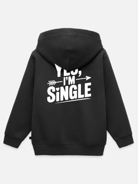 Ja, ich bin Single - Kinder Premium Organic Zip Hoodie - Schwarz