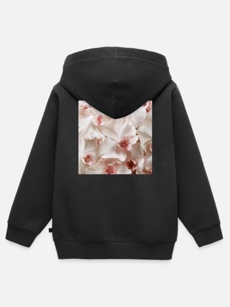 Trendige, rosa-weiße Orchidee - Kinder Premium Organic Zip Hoodie - Schwarz