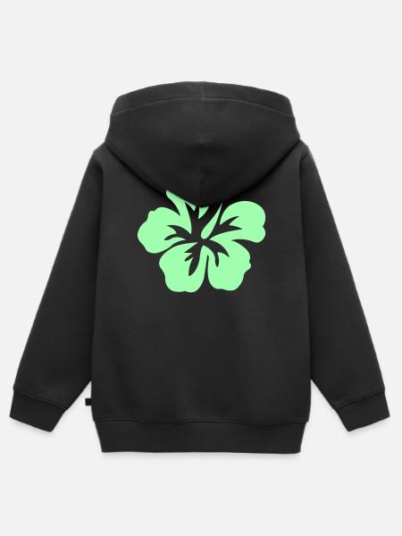 Mint Hibiskus Silhouette - Kinder Premium Organic Zip Hoodie - Schwarz