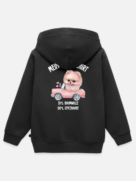 Pomeranian Cabrio Schlafshirt - Kinder Premium Organic Zip Hoodie - Schwarz