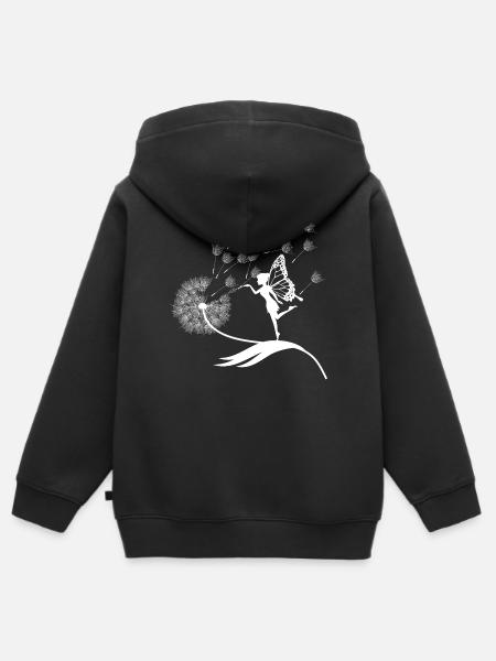 Schmetterlingdesign Pusteblumen Wiese Herzen Feen - Kinder Premium Organic Zip Hoodie - Schwarz