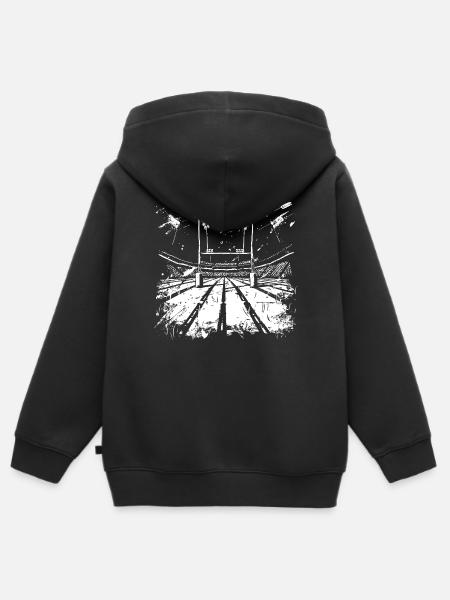 Rugby Feld - Kinder Premium Organic Zip Hoodie - Schwarz