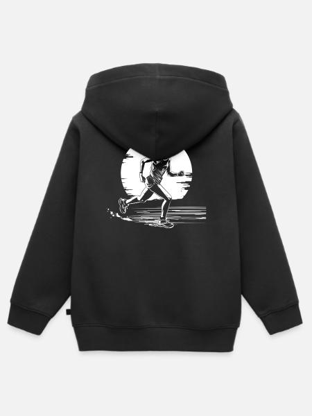 Läuferin Skizze - Kinder Premium Organic Zip Hoodie - Schwarz