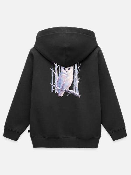 PolygonEule im Pastellwald - Kinder Premium Organic Zip Hoodie - Schwarz