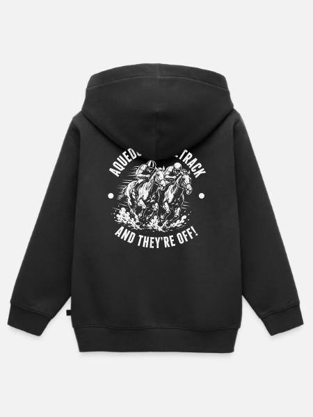 Rennbahn Start – Pferderennen Silhouette - Kinder Premium Organic Zip Hoodie - Schwarz