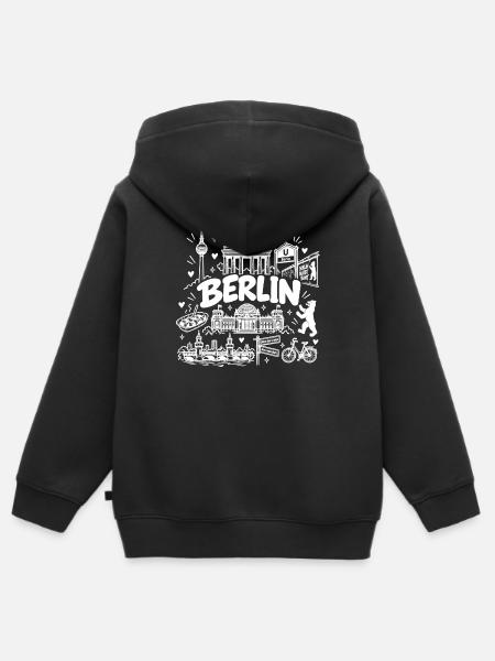 Berlin - Hauptstadt mit Sehenswürdigkeiten - Kinder Premium Organic Zip Hoodie - Schwarz