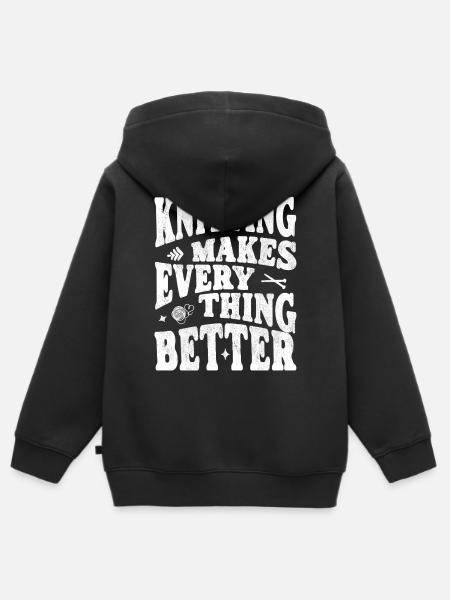 Knitting makes everything better - Kinder Premium Organic Zip Hoodie - Schwarz