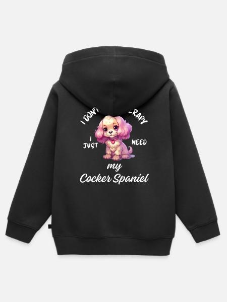 Pastel Cartoon Cocker Spaniel - Kinder Premium Organic Zip Hoodie - Schwarz